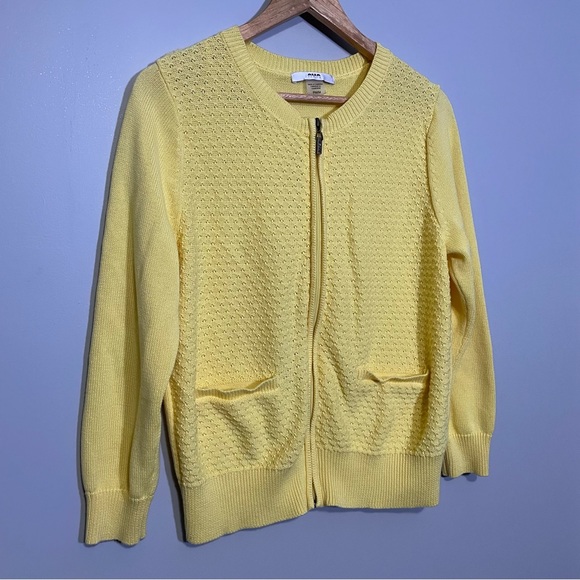 ALIA Petites Yellow Zip Up Cottagecore Cardigan - Medium - Picture 2 of 8